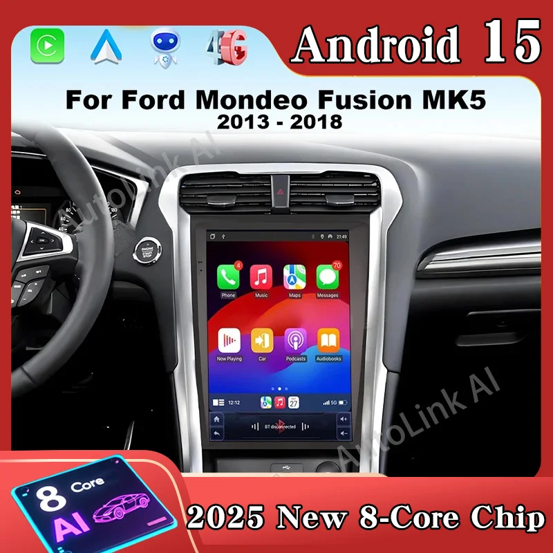 

Для Ford Mondeo Fusion MK5 2013-2018 Автомобильный Android 15 CarPlay Радио 4G WIFI GPS-навигация Мультимедийный видеоплеер Стерео BT