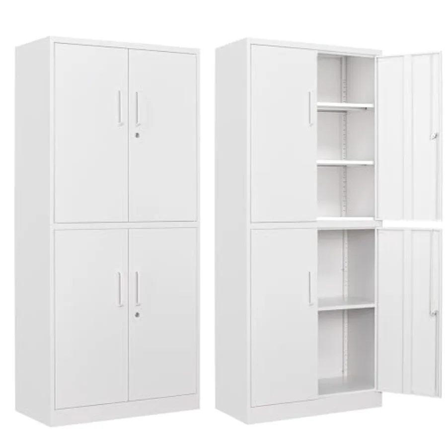 

Metal Storage Cabinet with Lock Door, Adjustable Shelf Steel Cabinets for Office, Home, Pantry, Kitchen, Garage Utility Cabinet