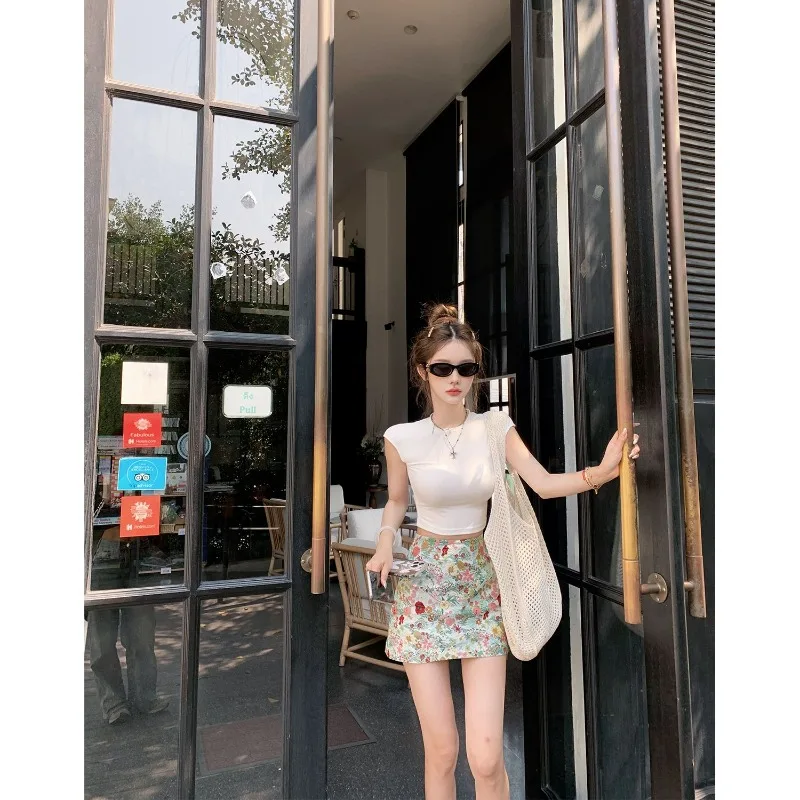 

Новая летняя уникальная темпераментная юбка с картиной маслом, женская модная универсальная юбка трапециевидной формы с высокой талией для похудения