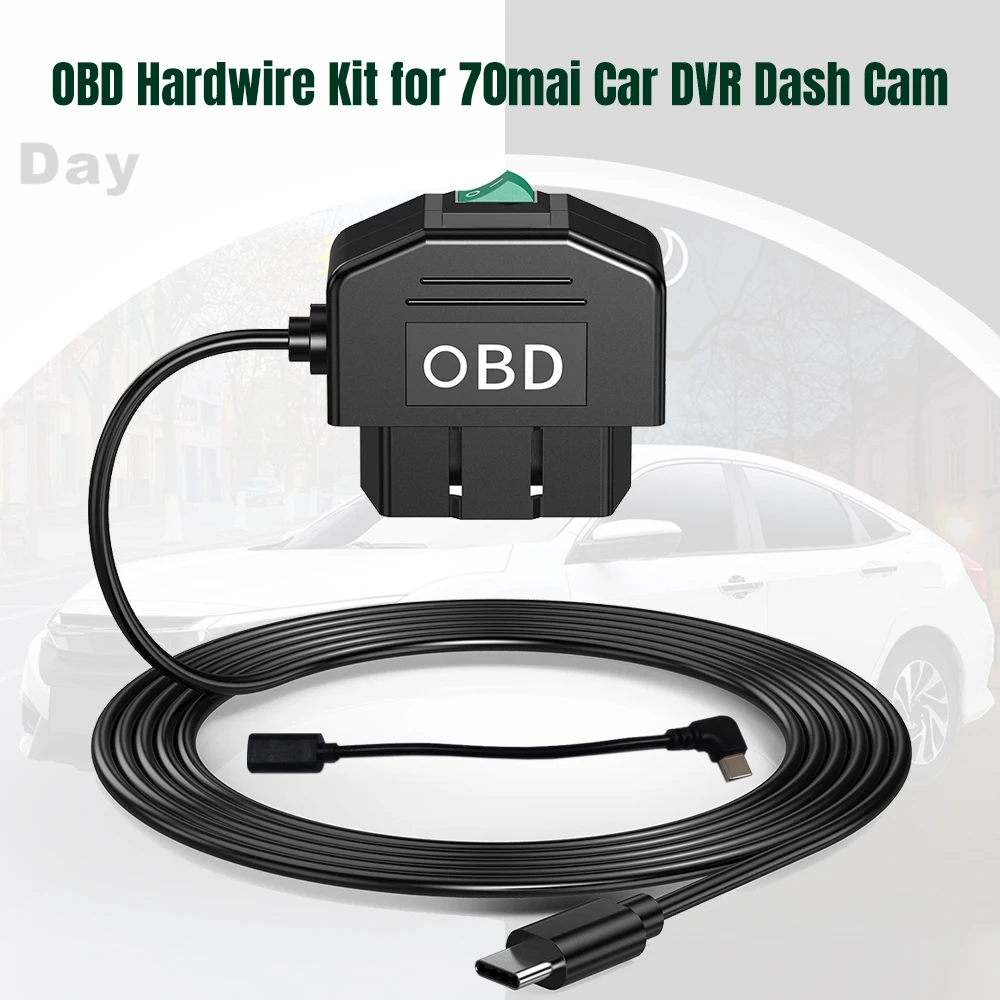 Hardwire Kit OBD To USB Charger Converter Power Adapter Cable For 70mai Car DVR Dashcam Mirror Recorder 24h Parking Monitoring