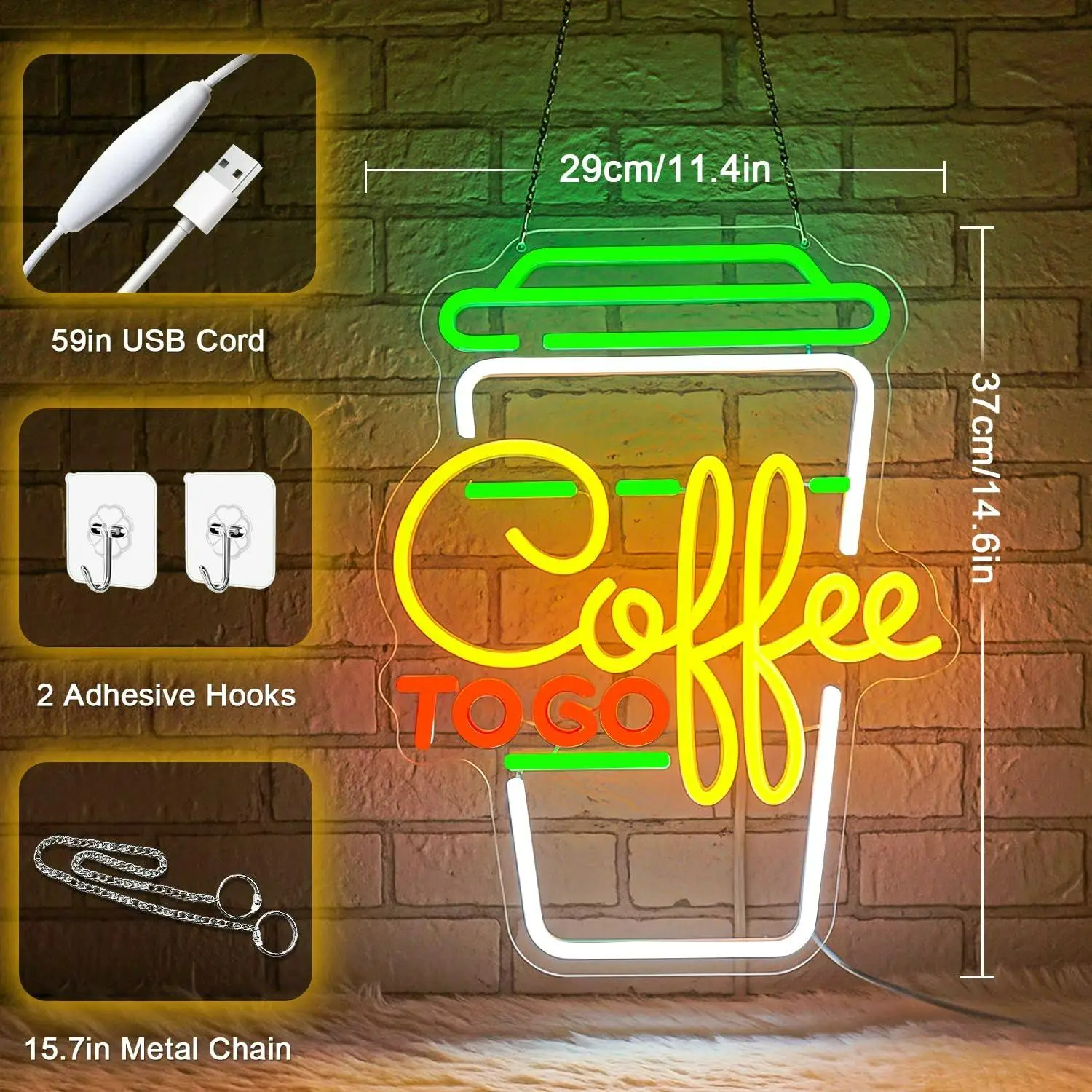 USB Dimmable 'Coffee' Neon Sign - usage example