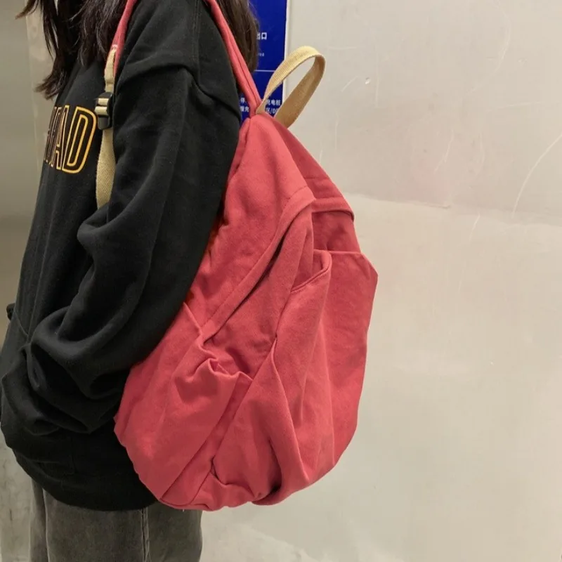 Mochila de estilo japonés para estudiantes, morral escolar de gran capacidad con cremallera, Color sólido, informal, Simple, diseño de tendencia, nueva moda