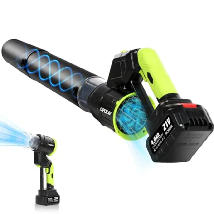 

Leaf Blower Cordless 2in1 Electric Cordless Leaf Blower w/ 2 Batteries and Charger 4 Wind Speed 2 Handheld Modes 4.0/5.0AH Batt