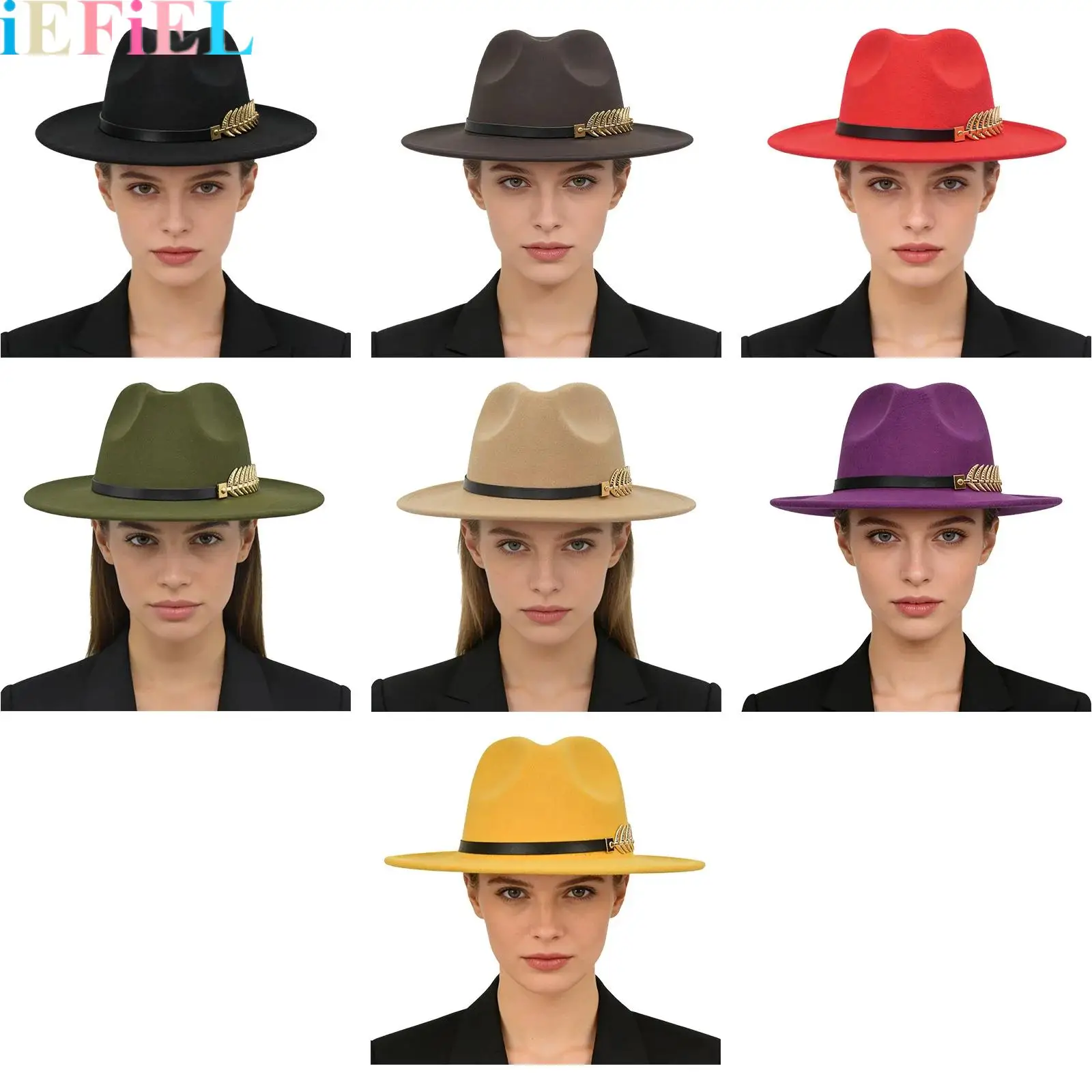 

Wide Brim Fedora Vintage Hat with Fish Bone Metal Belt Buckle Floppy Top Hat for Adults Traveling Performance