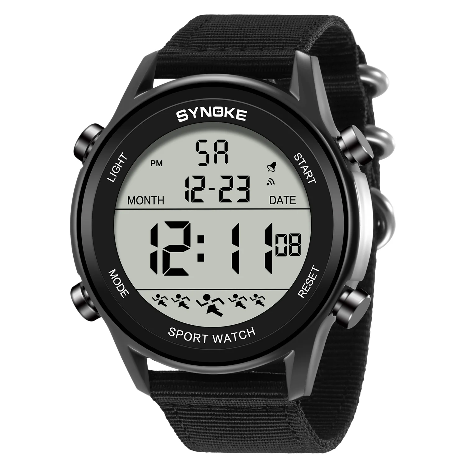 Digital Mens Watches,Adjustable Nylon Strap, Plastic Case,Luminous Watches for Men,Waterproof Army Wristwatch