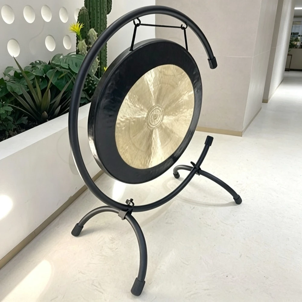 C-Shape Gong Stand Metal Sound Healing Gong Support Rack 65cm-90cm Easy Assembly Stable Floor Gong Holder Ceremony Performance
