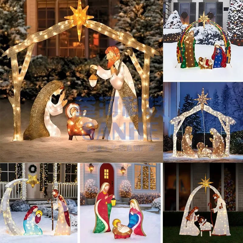 

Christmas Metal Happiness An Iron Arts Crafts Outdoor Garden Scene Garden Square Classical Decorations 30cm Carton Packaging New