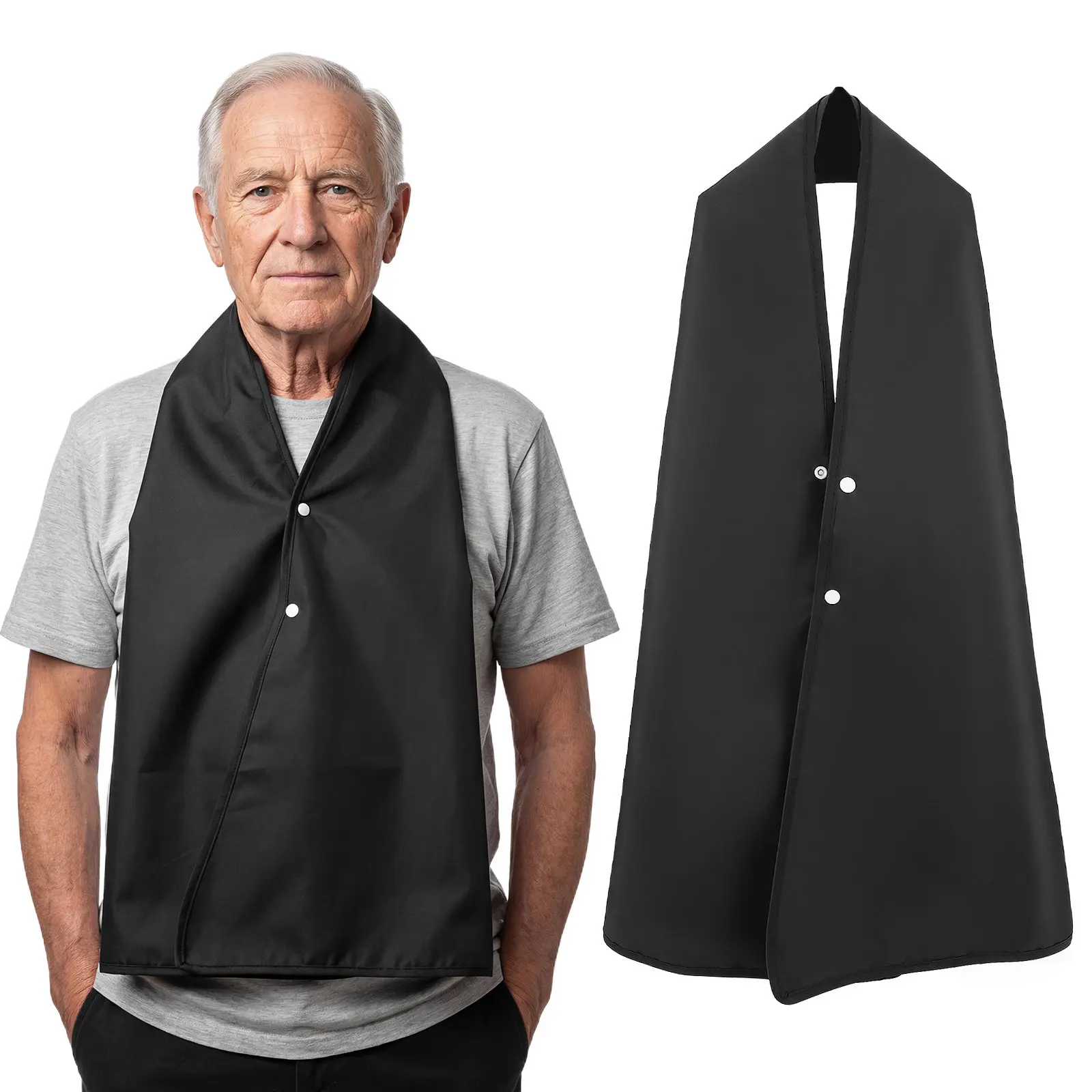 

Waterproof Double Layer Polyester Adult Bib Scarf Elderly Bib Clothing Protector Washable Reusable Eating Scarf