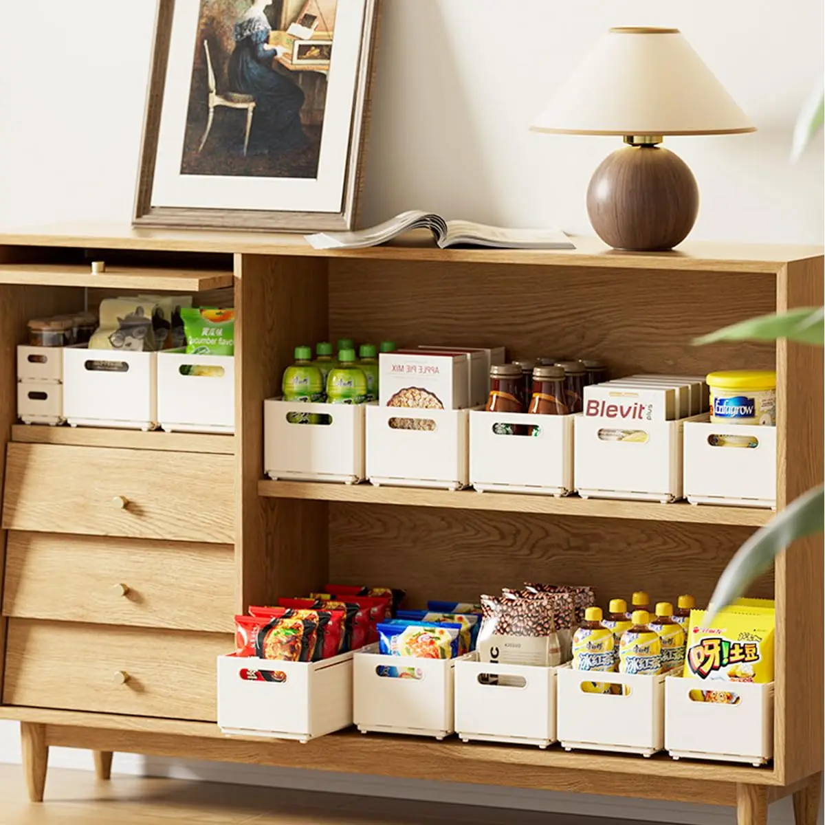 منظم درج قابل للسحب بطول قابل للتعديل ، منظمي مطبخ قابل للتكديس ، صندوق تخزين خزانة الفرز #4