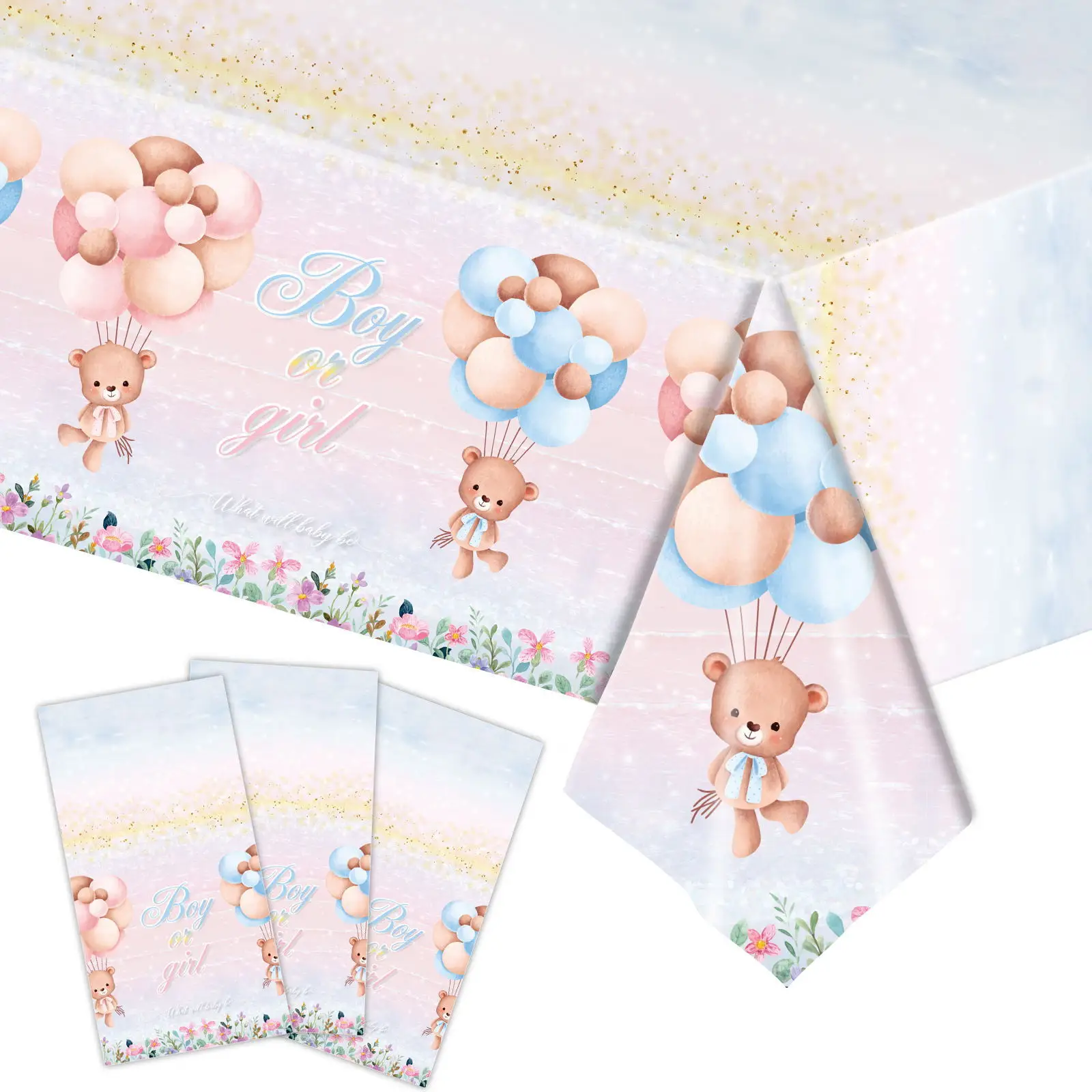 Boy Or Girl Gender Reveal Party Tableware Tablecloth napkin Plates Cup Baby Shower Gender Reveal Party Banner Balloon Decoration