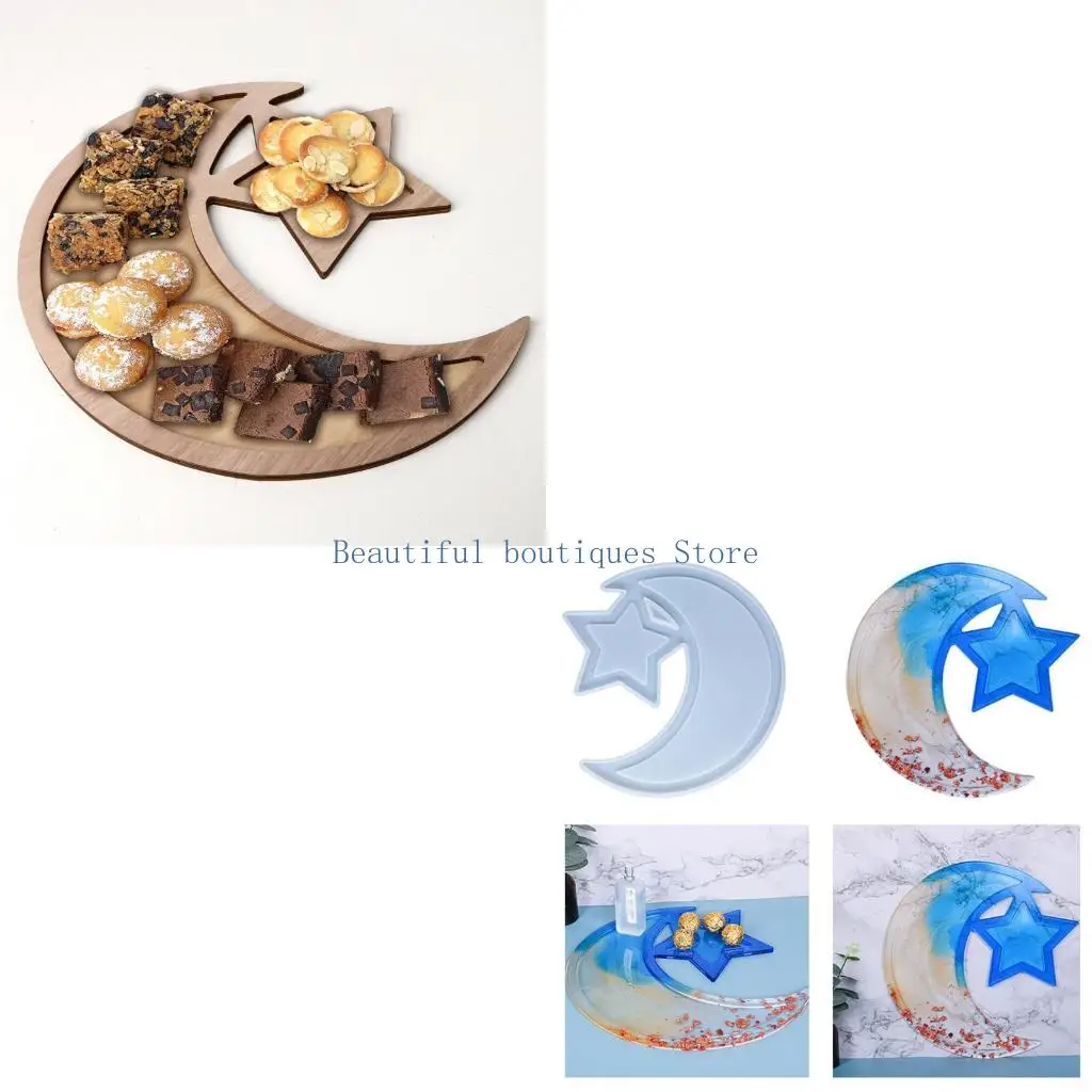 U4LF Moon Star Silicone Mold Hand-Making Unique Resin Trays Moulds Silicone Texture Suitable for Gifts and Embellishments
