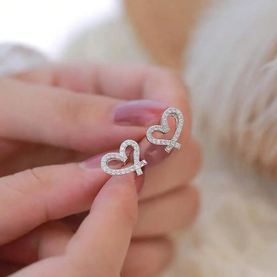 

Heart Shape Stud Earrings For Women Romantic Fashion Jewelry Lightweight Hypoallergenic