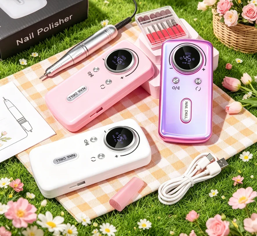 

Portable Electric Nail File 45000RPM, Rechargeable Nail Drill Sander for Gel Nails Polishing Home & Salon Use