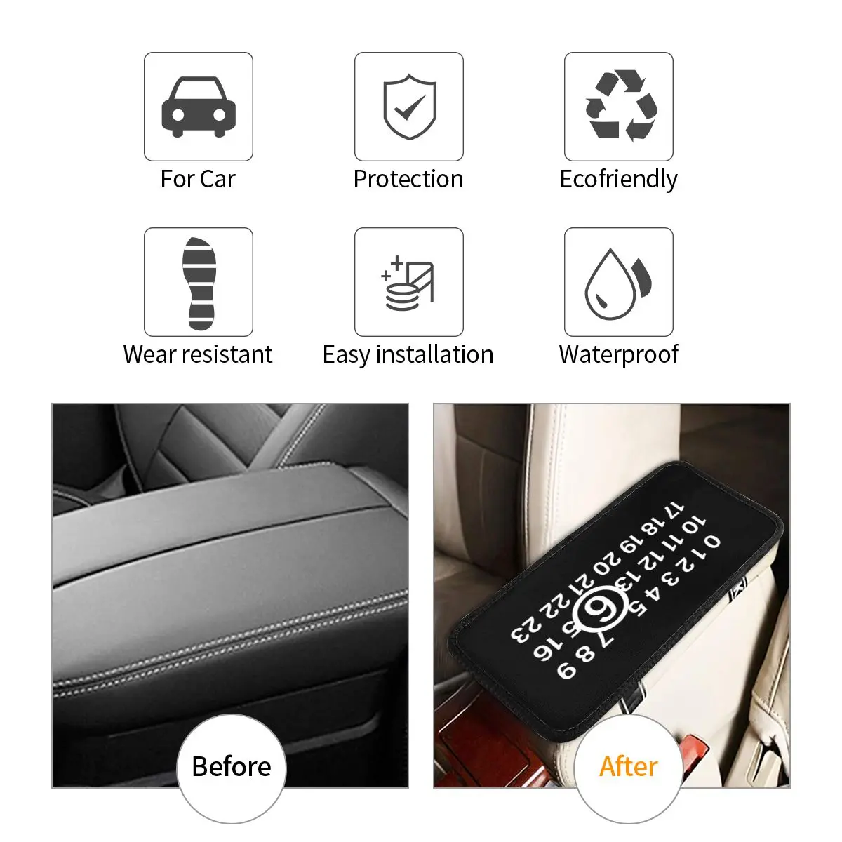 Custom Mm6 Margielas Letters Print Car Armrest Cover Cool Center Console Pad Car Interior Cushion Storage Box Mat