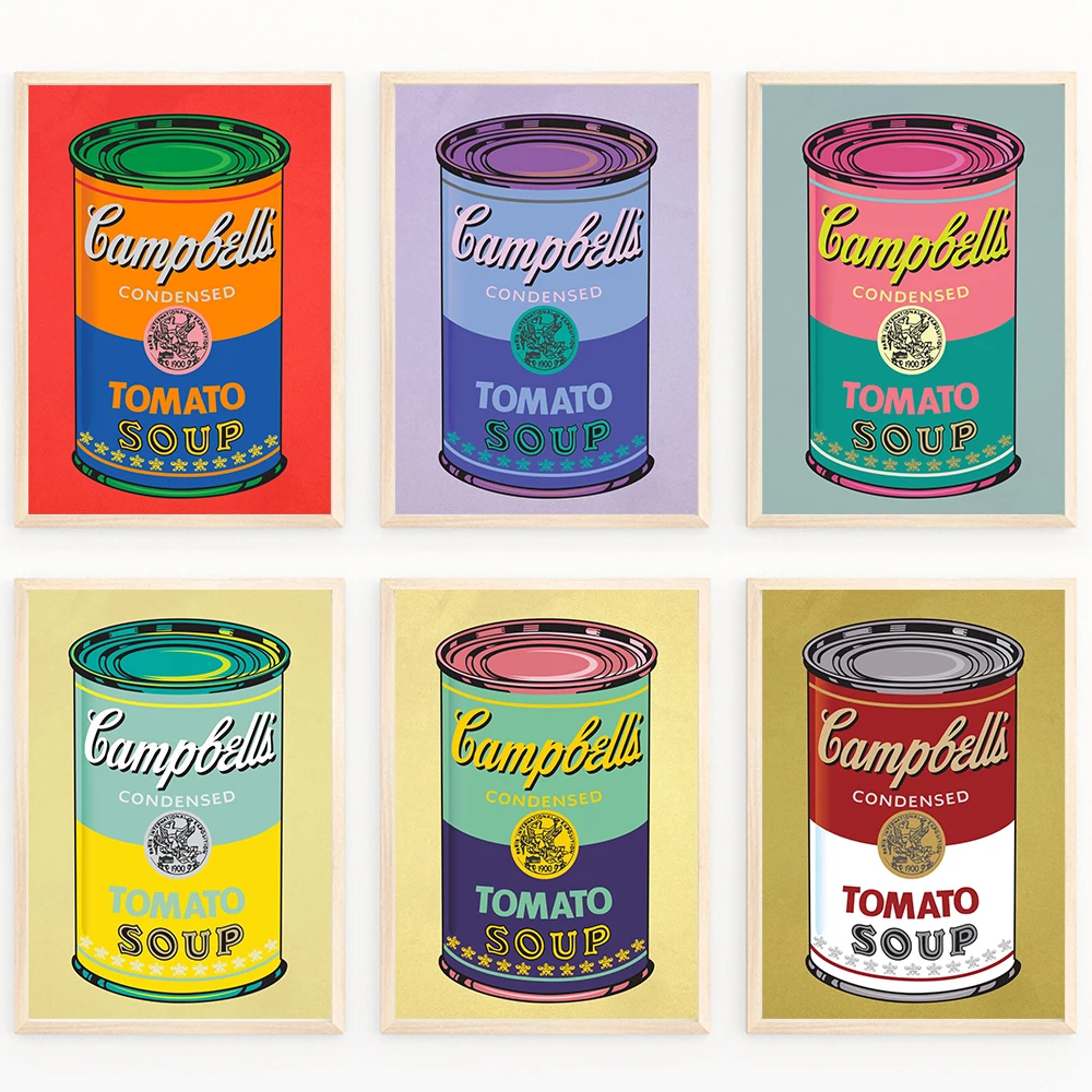 Andy Warhol Pop Art Tomato Soup Poster Canvas Painting Vintage Kitchen Art Aesthetic Decor Home Room Wall Decoration Retro Decor