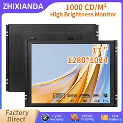 17 Inch Open Frame Monitor 1000 Nits High Brightness Touch Screen Industrial Display For Outdoor Use With HDMI BNC VGA AV USB
