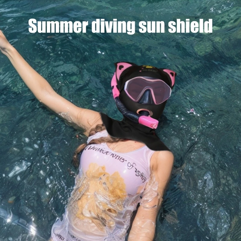 Swiming Caps Sun Protections Full Face Mask Diving Caps Diving Facekini Elastic Swim Caps Head Neck Cover for Water Sports