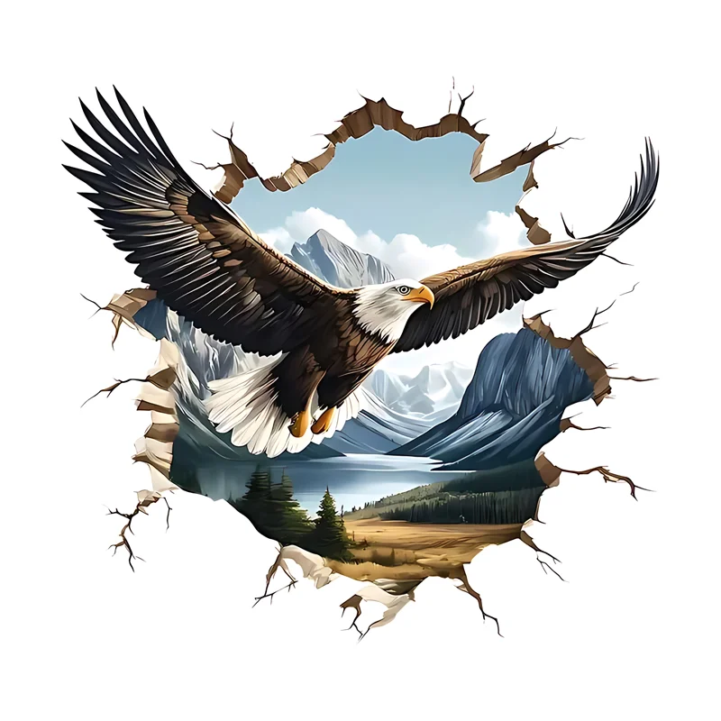 Eagle Soaring in The Sky 3D Vinyl Wall Sticker for Cars Trucks Motorcycles Laptops