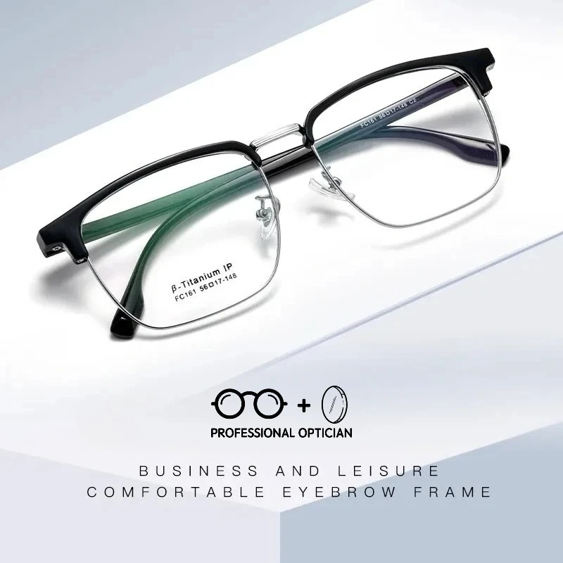 

Business Eyebrow Frame Seiko Alloy Ultra-Light TR Myopia Hyperopia Astigmatism Anti Blue Light Prescription Optical Glasses