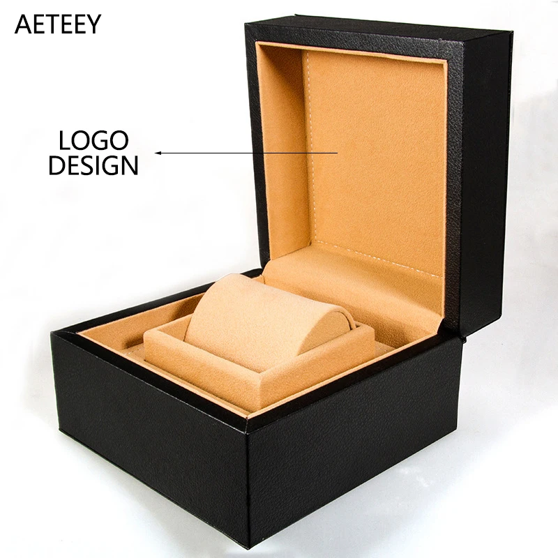 Interior Suede Exterior PUleather Customized Logo Band Gift Watch Case Black Jewlery Organizer Storage Watch Box Shipping Goods