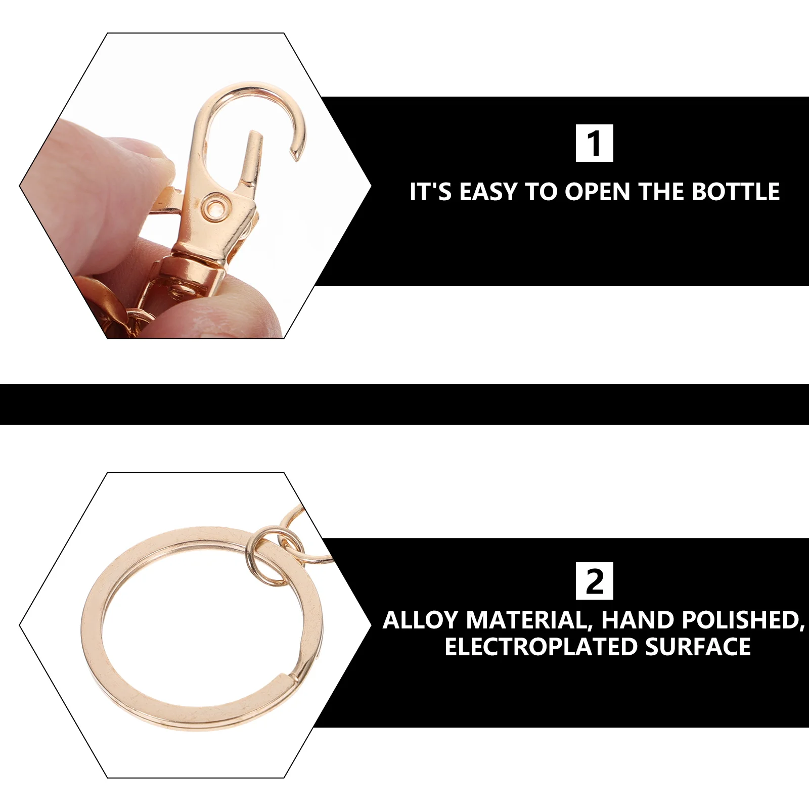 

50pcs Zinc Alloy Chains Durable Key Ring With Lobster Clasp Wear-Resistant No Fading Diy Charm Projects Key Pendant Golden Color