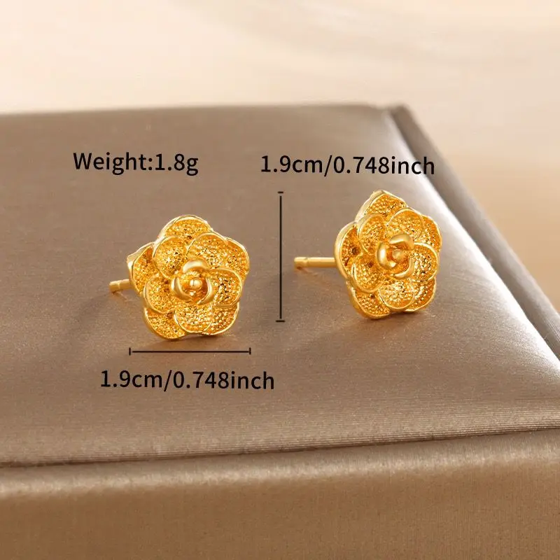 أقراط نسائية كلاسيكية مرصعة بالزهور ، لون ذهبي خالص ، خالية من النيكل ، مجوهرات أنيقة ، سعر الجملة ، 10 *