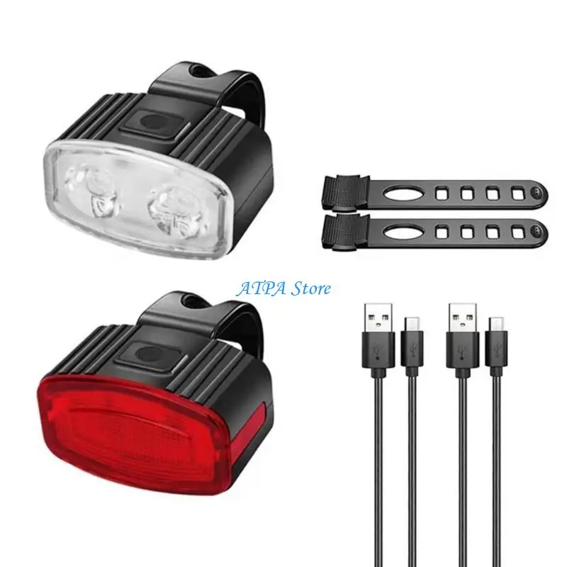 

U13C LED Bike Front and Rear Lights with Rechargeable Battery & Weatherproof Designs Simple Installs for Outdoor Adventures