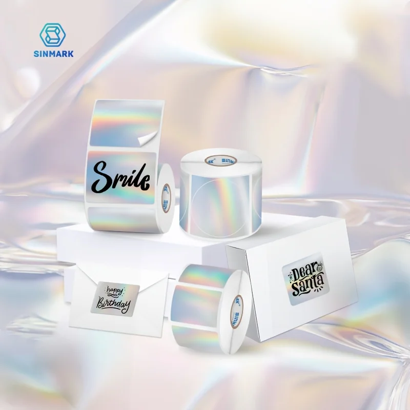 

3 шт. SINMARK голографические серебристые термосамоклеящиеся этикетки блестящие наклейки для термопринтера, для баркодов/Logos/подарочных бирков