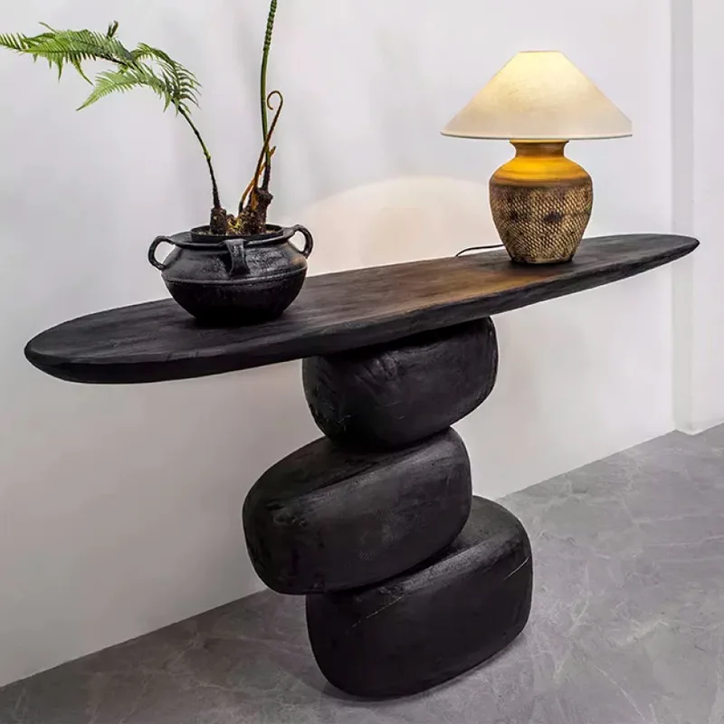Surprised Silent Wind Log Carbonized Entrance  Table Case Second-hand aisle corridor cabinet