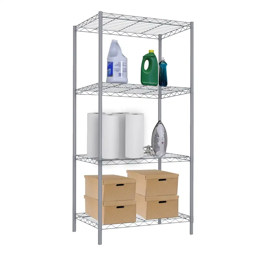 Steel Wire Shelf para Home Basics, cinza, 4 camadas
