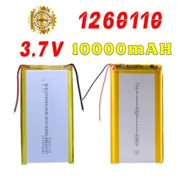 1260110   Li-po-batería recargable de polímero de litio, 3,7 V, 10000mAh, para banco de energía de juguete, GPS, portátil, luces de Camping, capacidad Real Diy