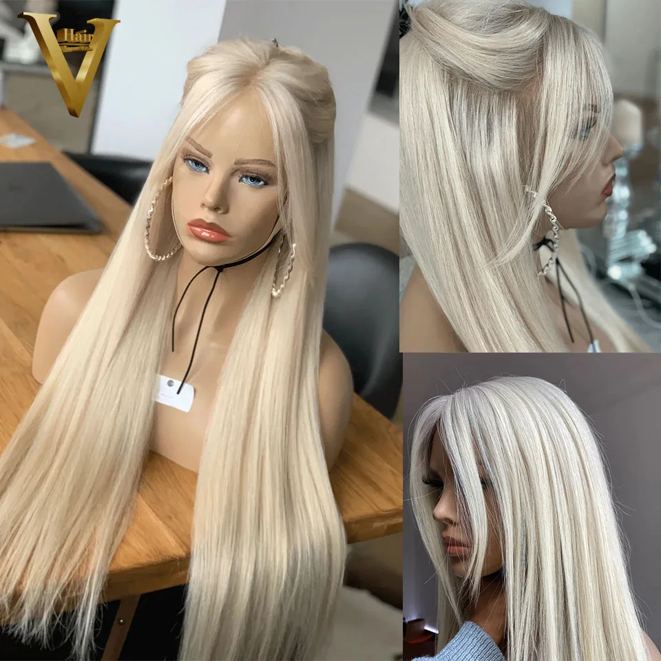 

Platinum Blonde 613 HD Lace Frontal Wig 13x6 Human Hair Wigs Pre-Plucked Brazilian Remy Straight 13x4 Lace Front Human Hair Wig