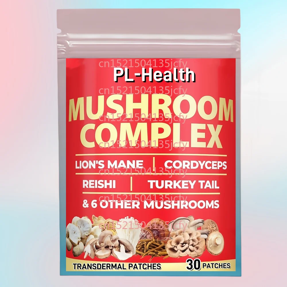 

30 Patches Mushroom Complex Transdermal Patches with Lions Mane Turkey Tail Reishi for Brain Health, Memory Support & Focus