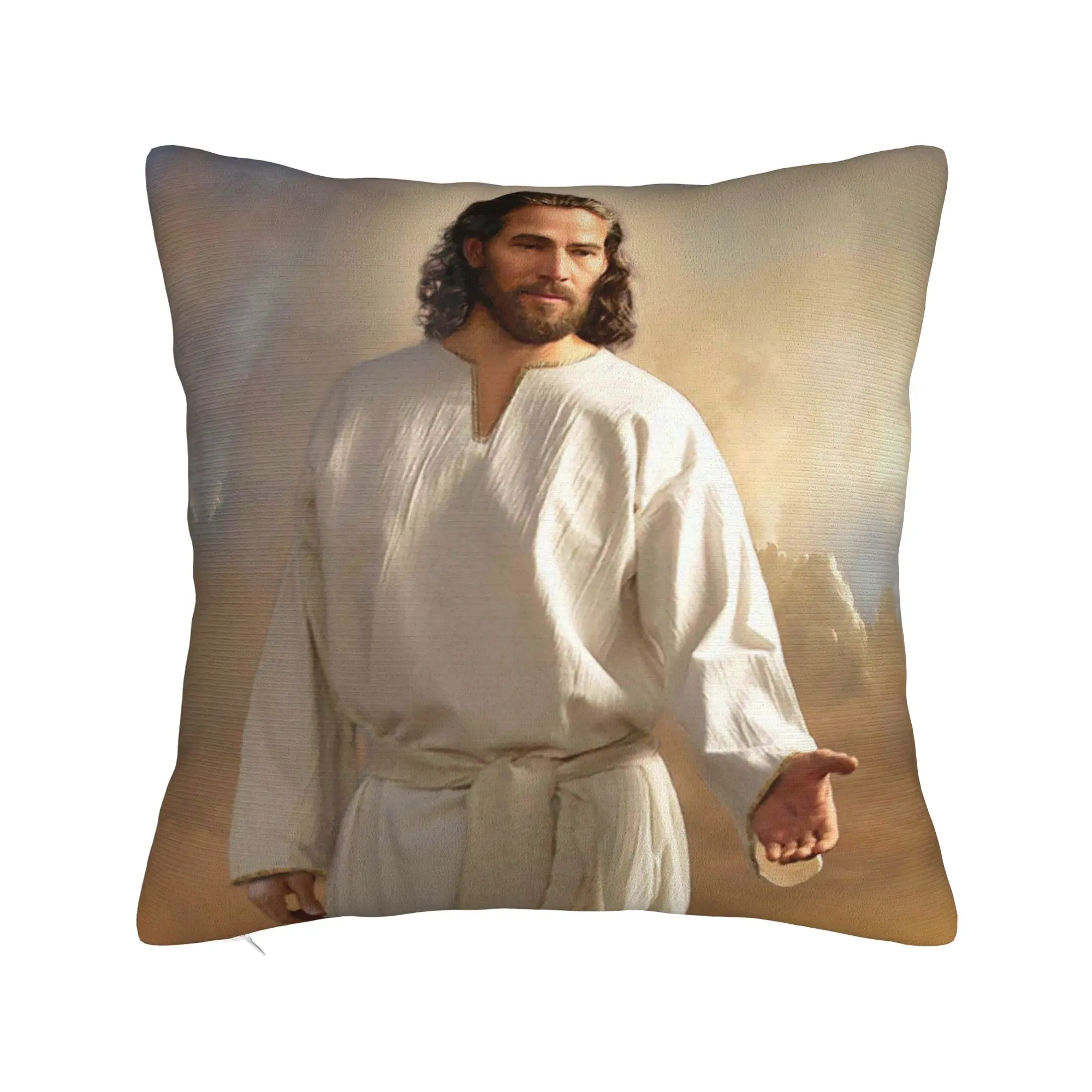 Jesus Christ God Jesus Square Pillow Covers Polyester Room Christian Cushion Cover Creative Decor Pillowcase 40*40