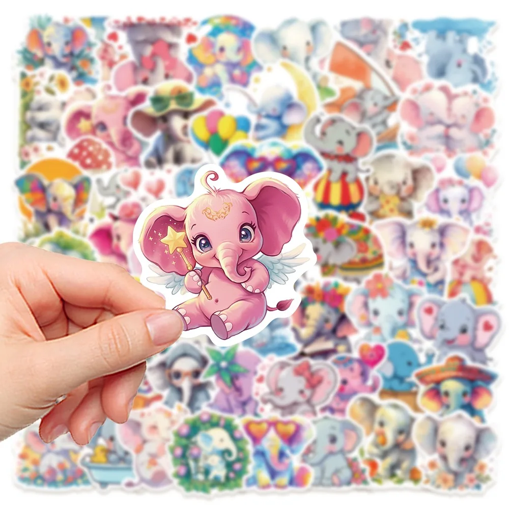 

10/50Pcs Kawaii Pink Elephant Stickers Cute Animal Kids Sticker Waterproof Joker Graffiti for Skateboard Phone Laptop Decals Toy