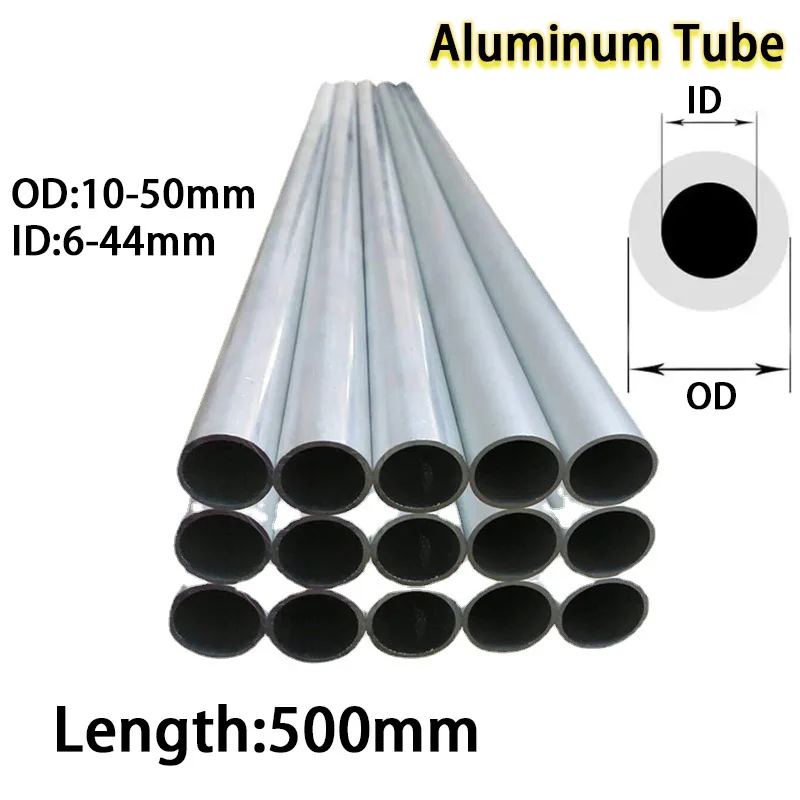 6061/6063 Aluminium Tube OD10-50mm Aluminum Alloy Pipe Straight Length 500mm Hollow Circular Tube Thickness 2-10mm Oustomized