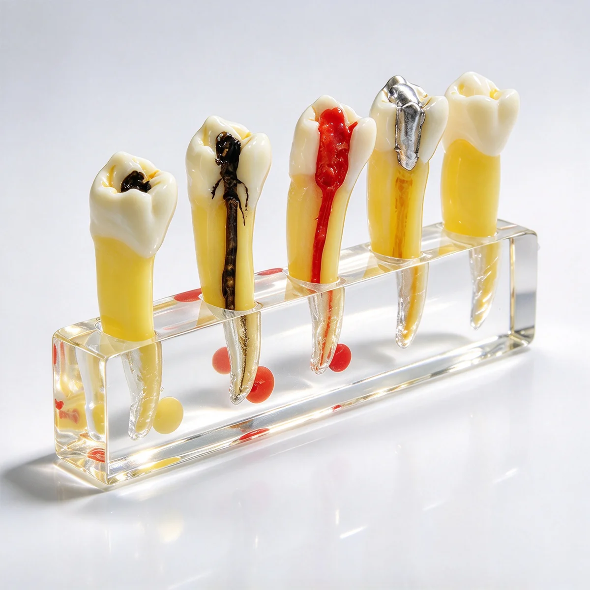 Dental Endodontic Treatment Model Dentistry Teeth Models Demonstrates 5 Stages Of Root Canal Procedure For Dentist Study Demo