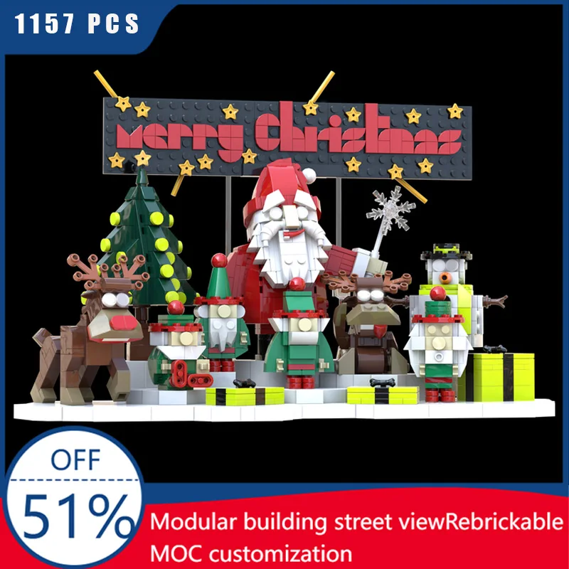 

1157 PCS Christmas Series Advanced Assembly Elk MOC Building Block Model Children's Learning Diy Educational Surprise Toys Gift