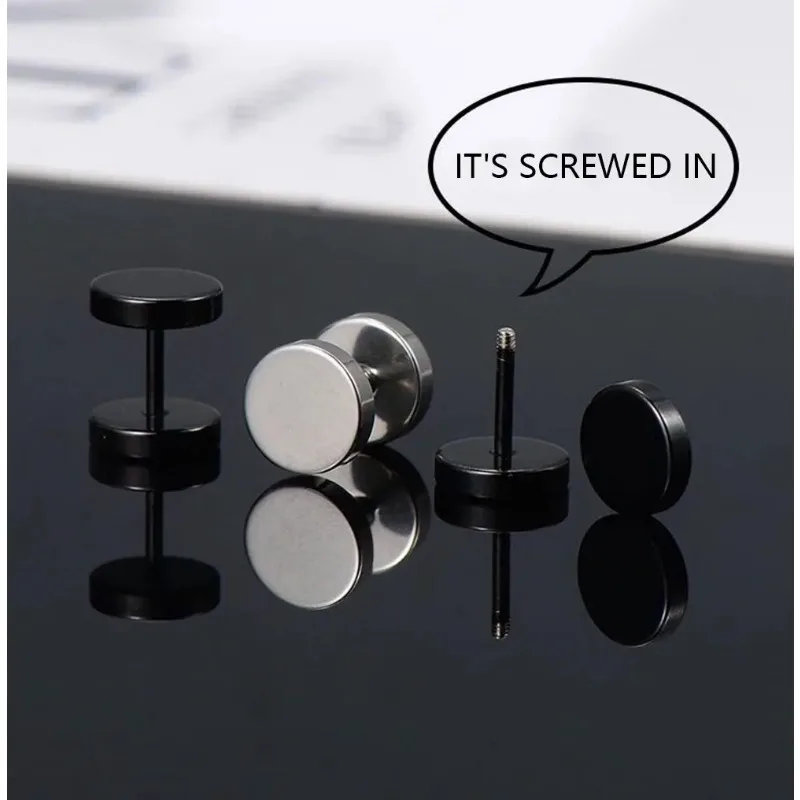 1Pair Stainless Steel Round Circle Stud Earrings For Men Women Not Fade Ear Rings Jewelry image 5
