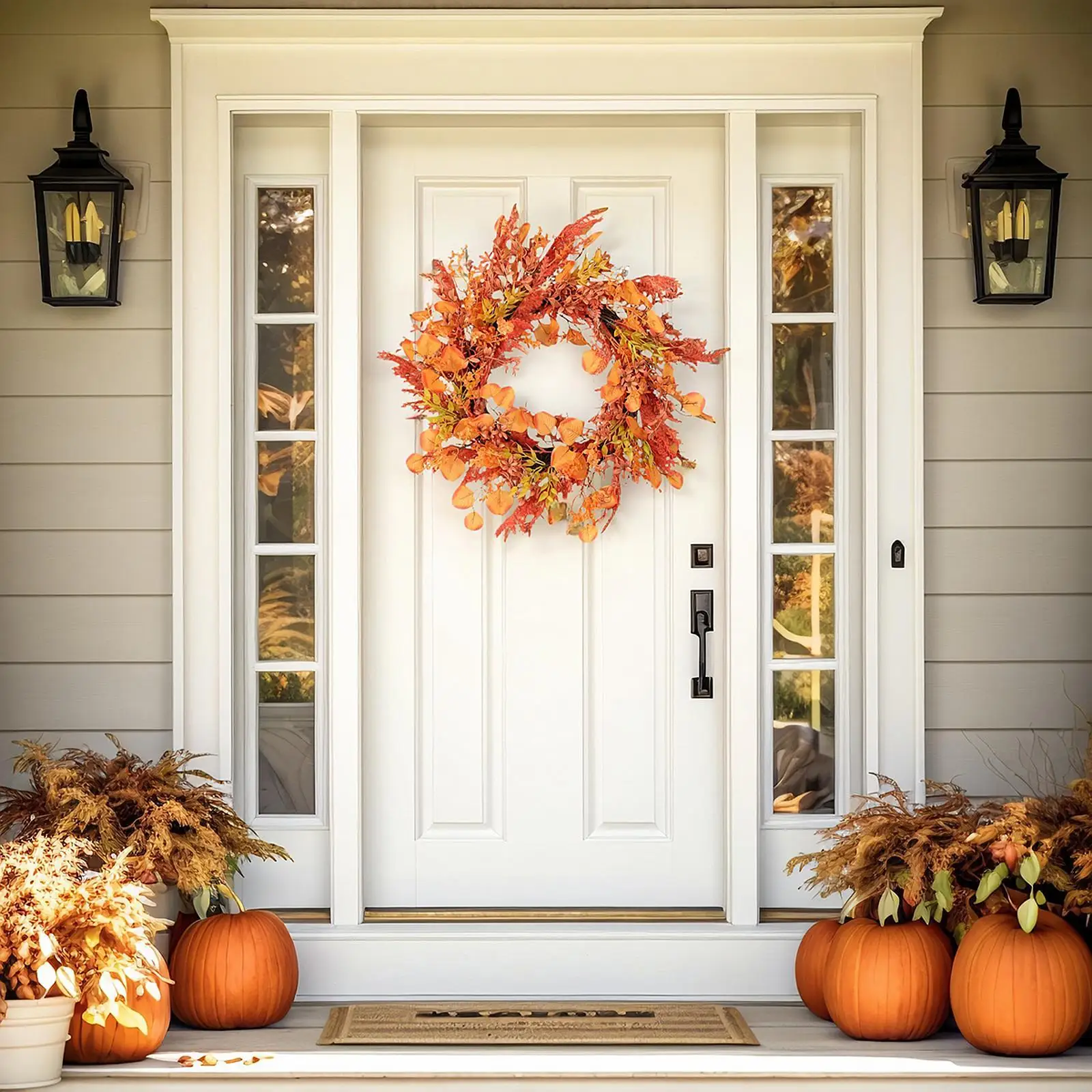 

Fall Wreaths for Front Door 18 inch Realistic Autumn Door Wreath Autumn Wreath for Housewarming Gift Thanksgiving Day Window