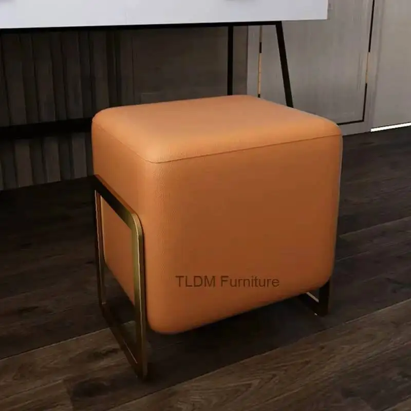 

Nordic Leather Living Room Stools Modern Minimalist Light Luxury Creative Shoe Stool Designer Leisure Makeup Stool Sofa Ottoman