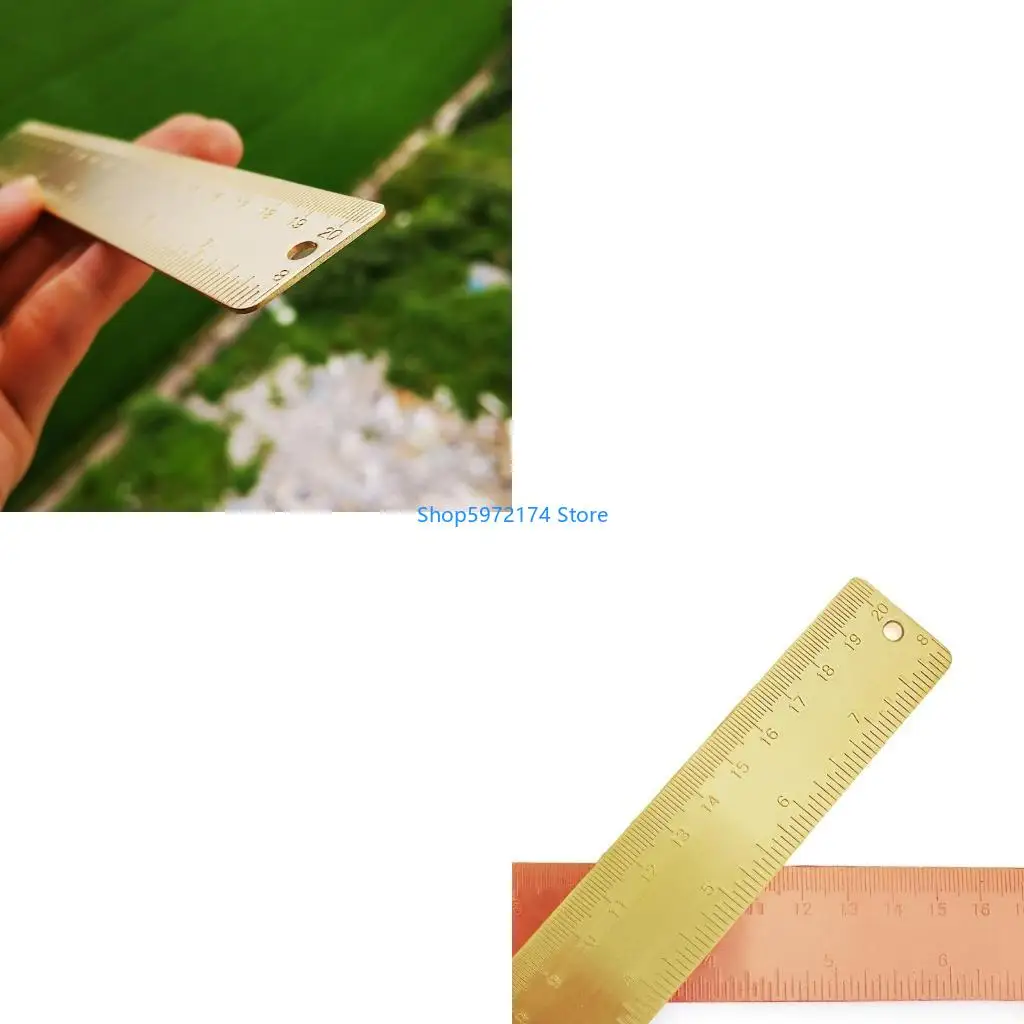 Y3NB Brass Ruler Straight Ruler Plastic Measuring Tool 8 Inches,Students Stationery