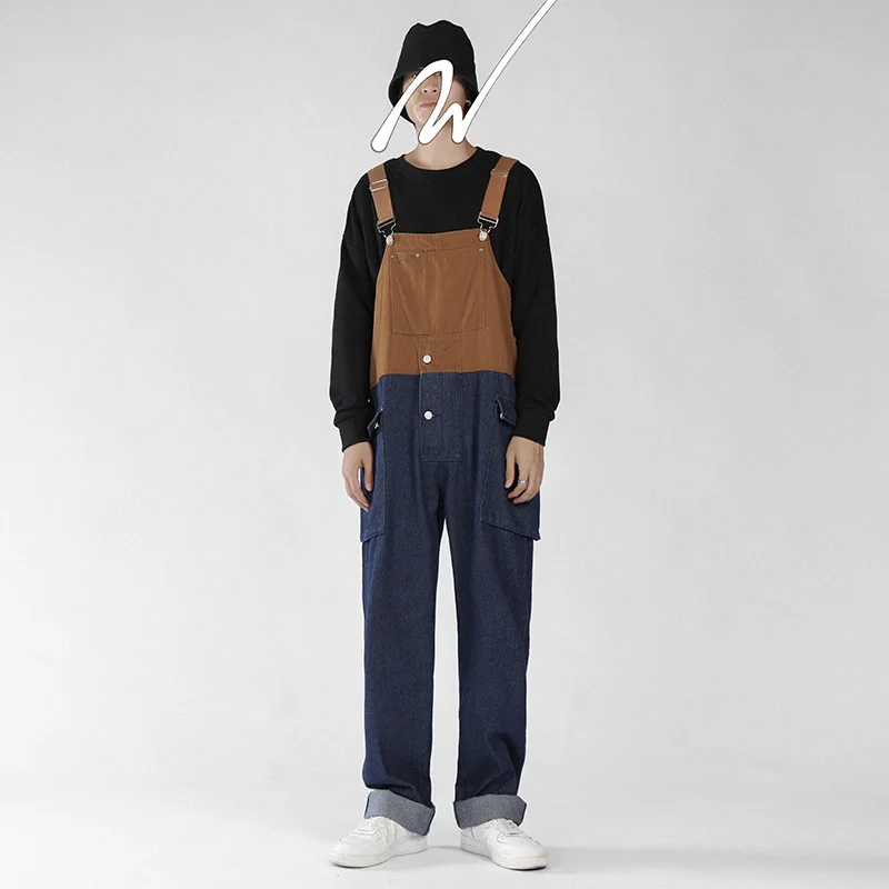 Cargo Pants Jumpsuits Men's Suspenders Denim Trousers American Fashion Trend Workers' Overalls Loose Casual Bibs Large Size 5XL