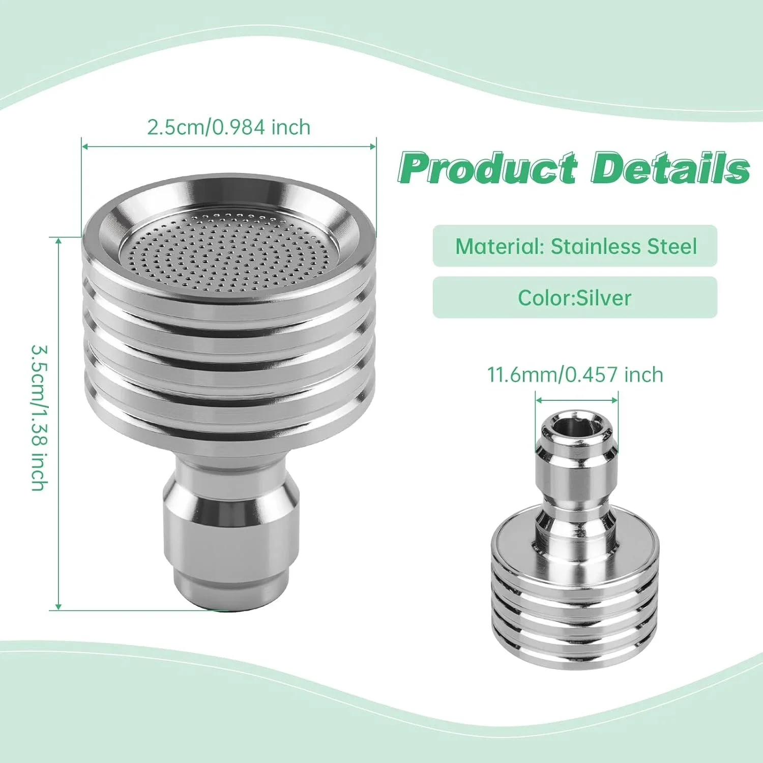 Stainless Steel Water nozzle 1/4 Quick Connect Quick Plug Washing Nozzle Metal 0.4mm Shower Head Car Cleaning