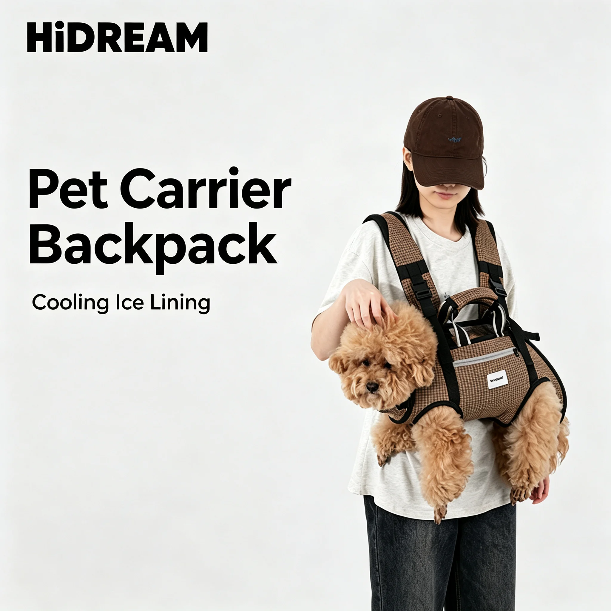 Dog Carrier Backpack Horizontal Spine Protection Ice Silk Cooling Breathable Crossbody Bag for Small Medium Dogs Outdoor Hiking
