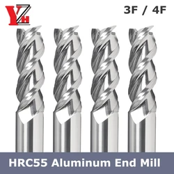 HRC45/55 Fresa in metallo duro Tungsteno Fresa CNC 3 Flauto per alluminio Rame Plastica 4 6 8mm 10mm 12mm 14mm 16mm 18mm 20mm