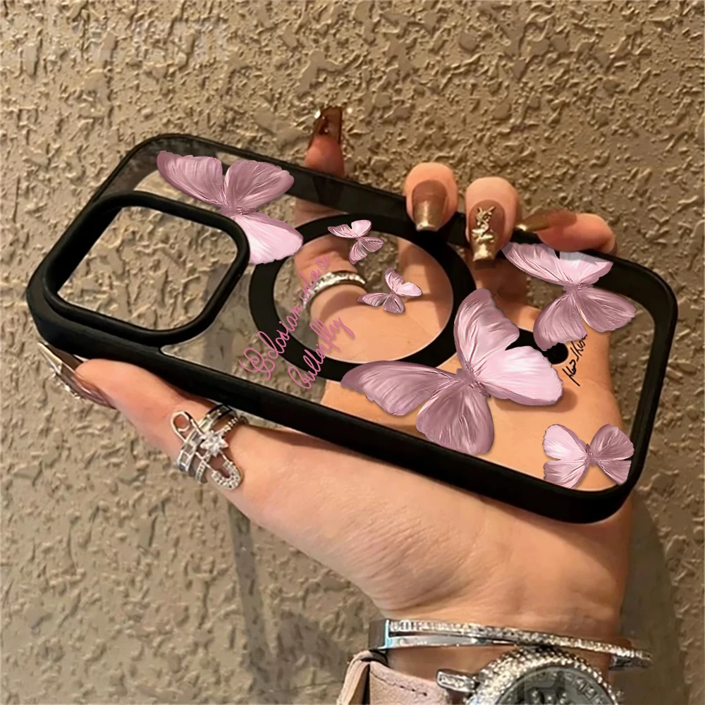 Clear Magsafe Case - Çoklu Tozlu Kelebekler Telefon Kılıfı iPhone