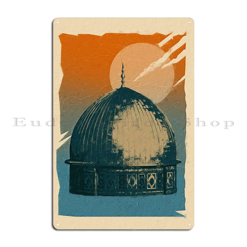 Masjid Aksa Islamic Mosque Metal Sign Designing Classic Bar Wall Plaque Plaques Tin Sign Poster