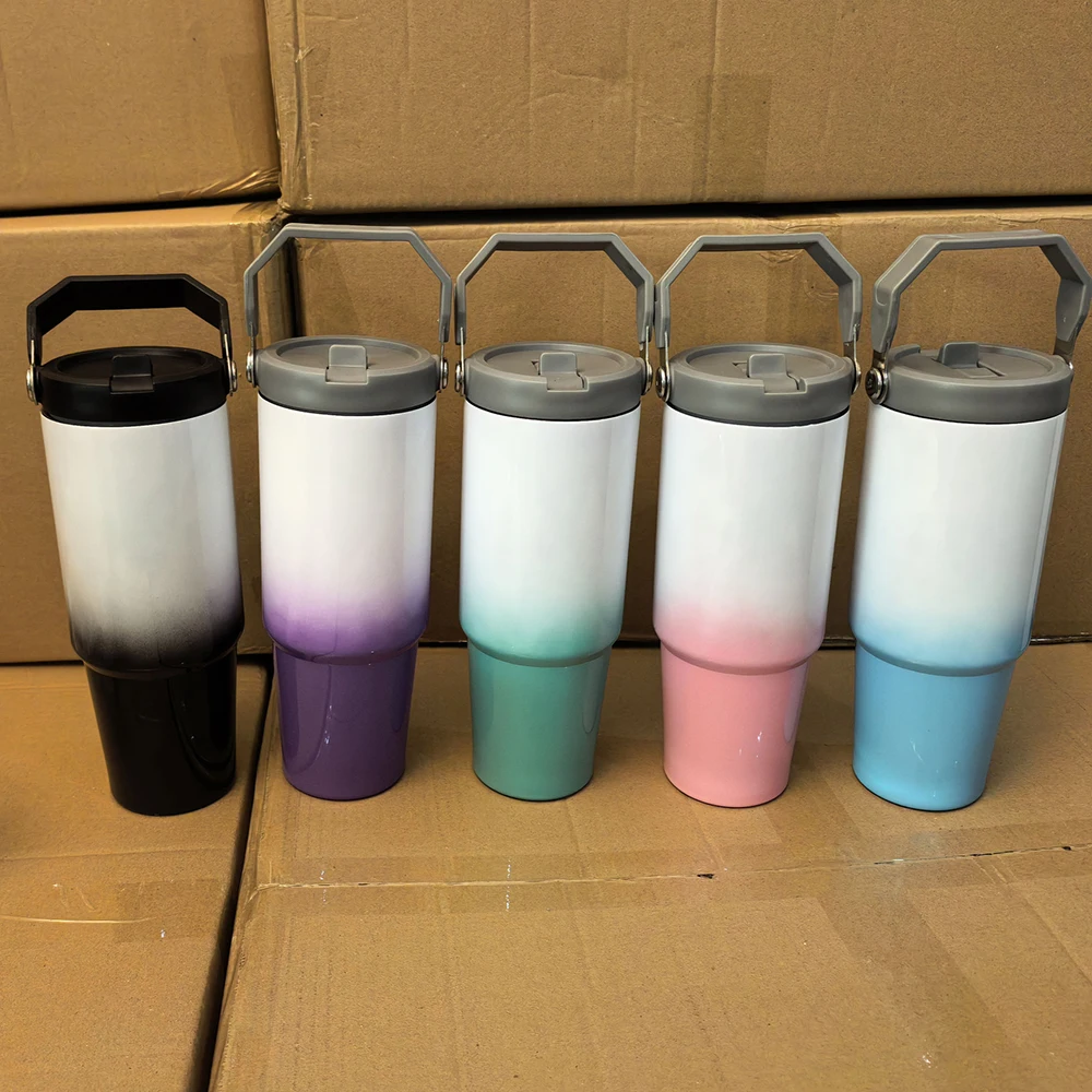 30oz Sublimation Blank Thermos Cup Stainless Steel Tumbler Water Bottle Travel Car Cup Coffee Mug  Vacuum Thermos Bottle