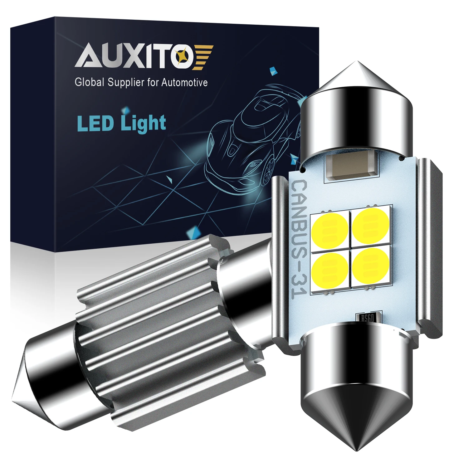 AUXITO 2Pcs High Quality Canbus C5W C10W 31mm 36mm 41mm Festoon LED Bulb Lamp for Car Interior Lighting Dome Reading Map Light